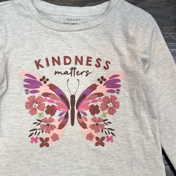 Primark Gray Long Sleeve with Pink Butterfly - Picture 2 of 3